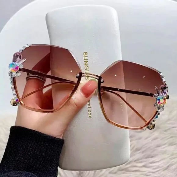 Women Sunglasses Women Luxury Brand Design Diamond Sunglasses Amazon.com: COTIA Diamond Rhinestone Sunglasses Women Men  main image 2